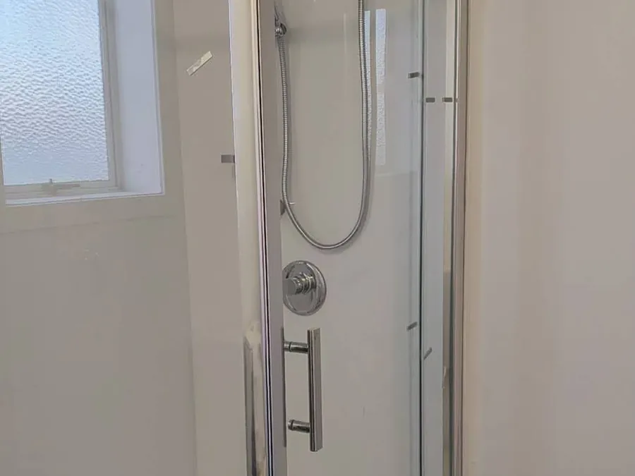 New shower enclosure in a renovated bathroom